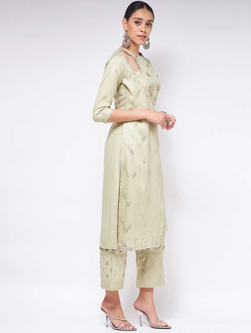women neo mint asymmetric neck angrakha kurta - 21644050 - Standard Image - 3