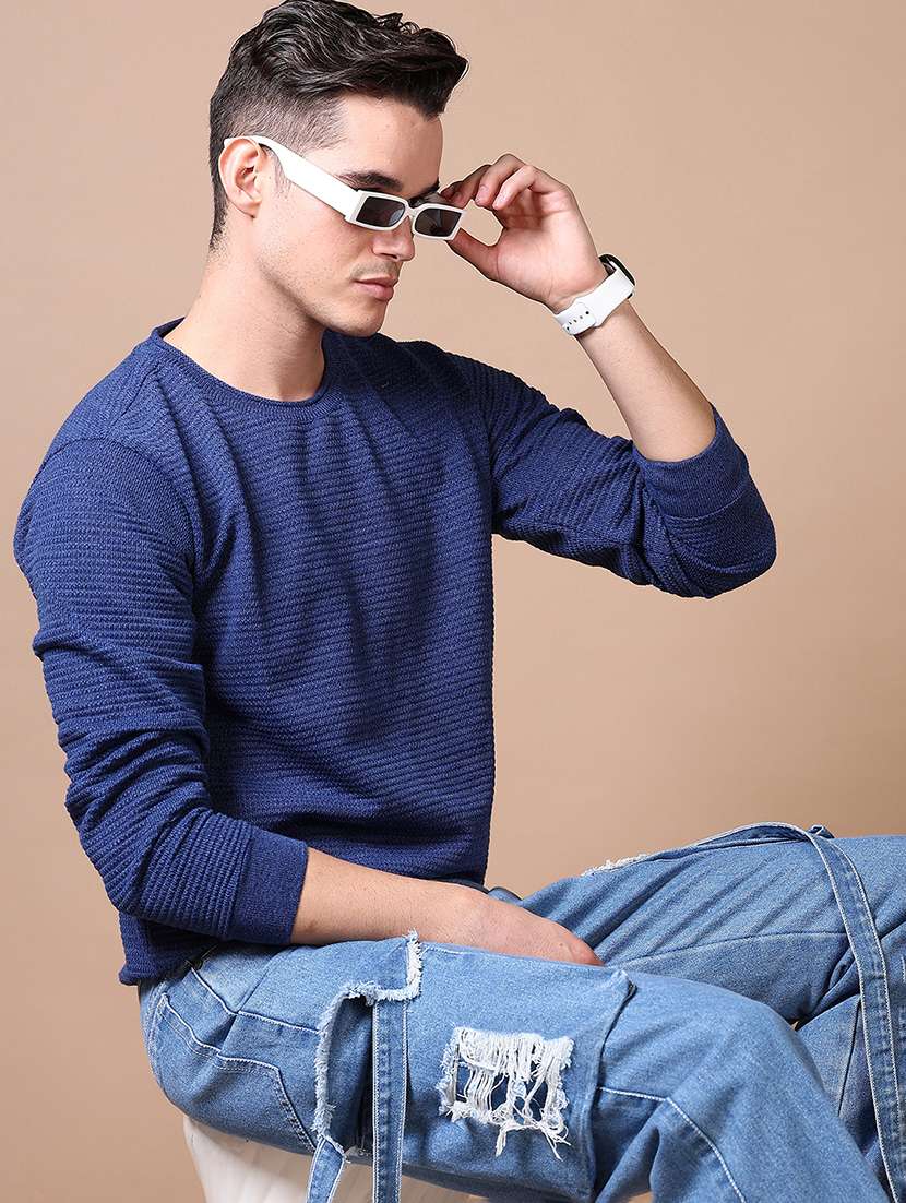 men solid long sleeve regular fit pullover - 21644100 -  Zoom Image - 0