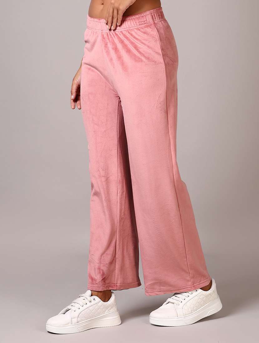 women pink solid mid rise straight trouser - 21644171 -  Standard Image - 3