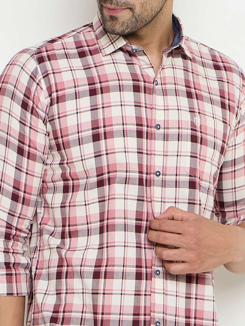 men slim fit checkered long sleeve casual shirt - 21644307 -  Standard Image - 5