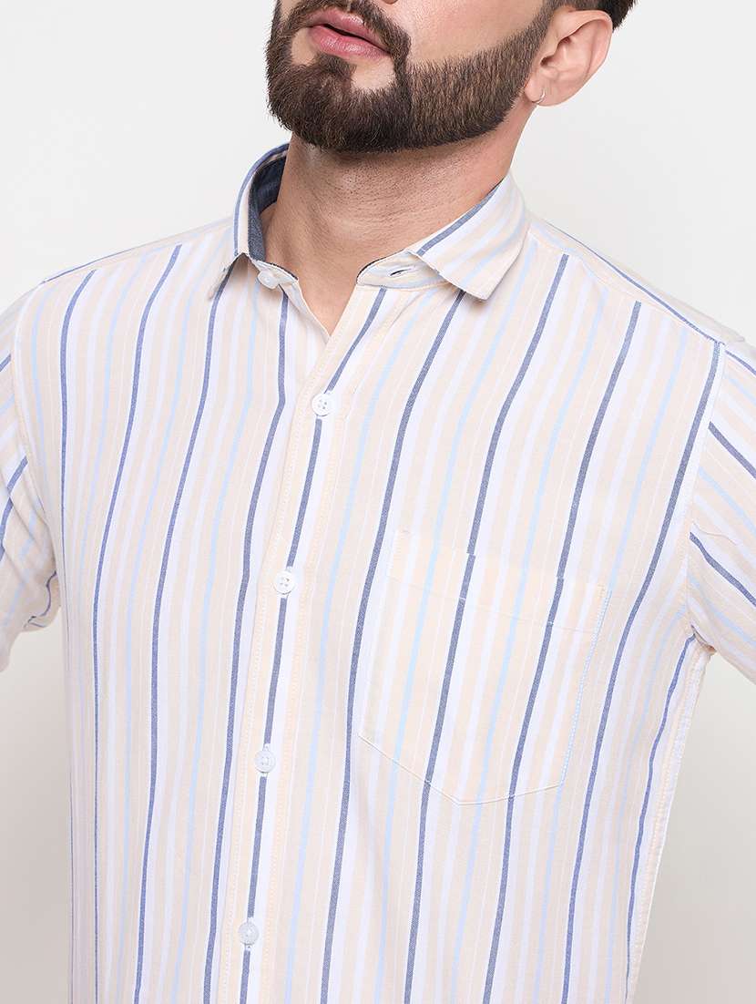 men slim fit striped long sleeve casual shirt - 21644310 -  Standard Image - 5