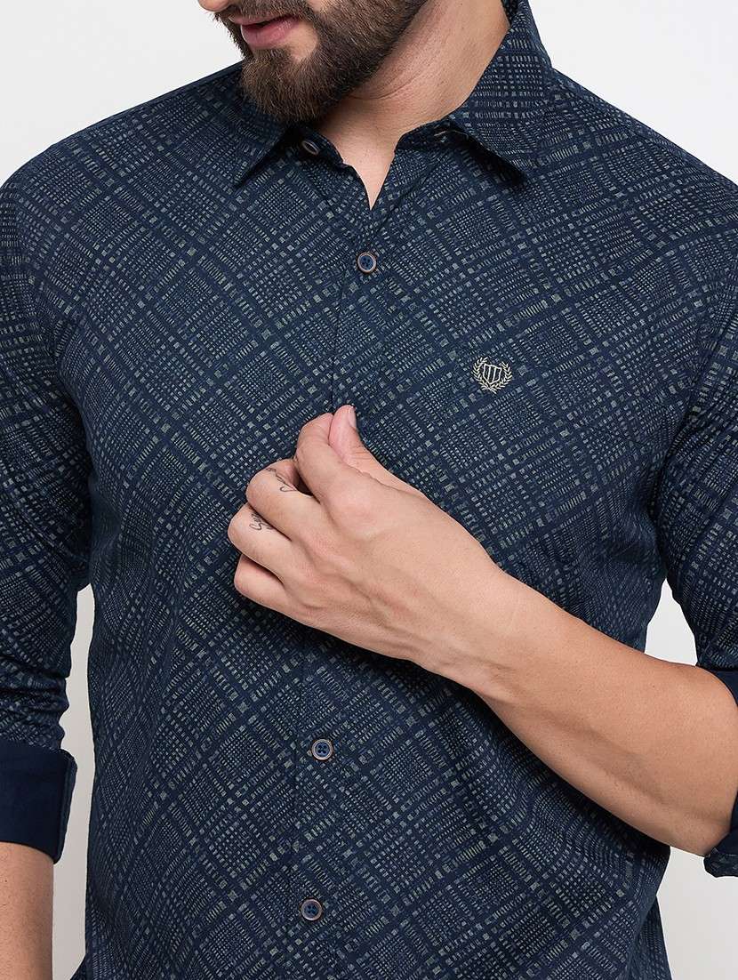 men slim fit printed long sleeve casual shirt - 21644321 -  Standard Image - 5