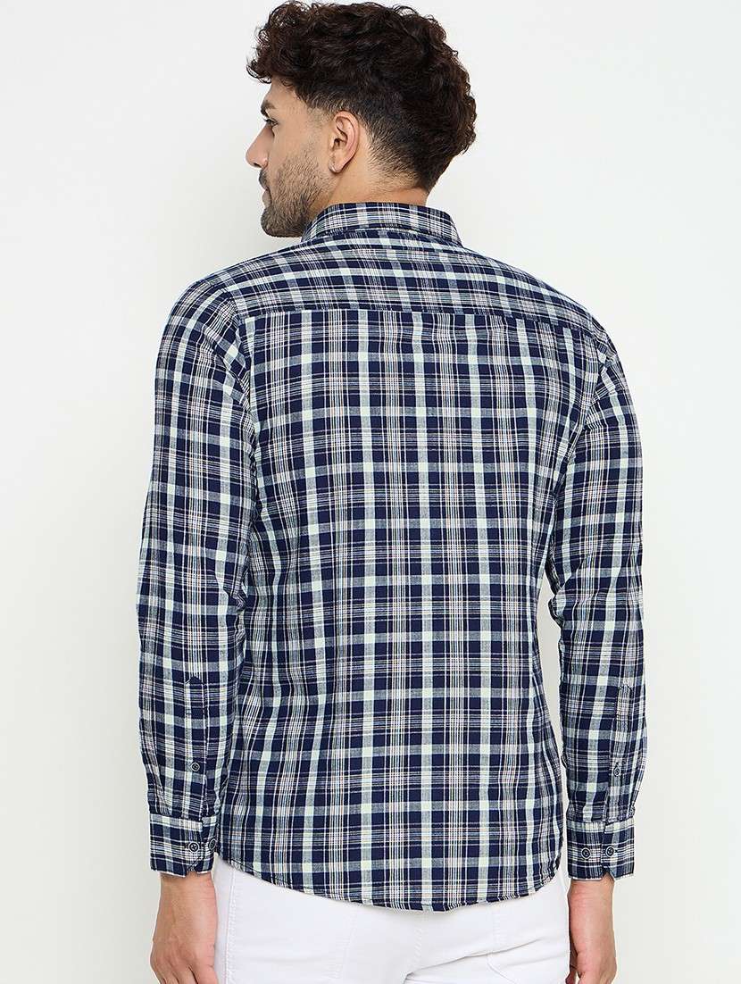 men slim fit checkered long sleeve casual shirt - 21644326 -  Standard Image - 3