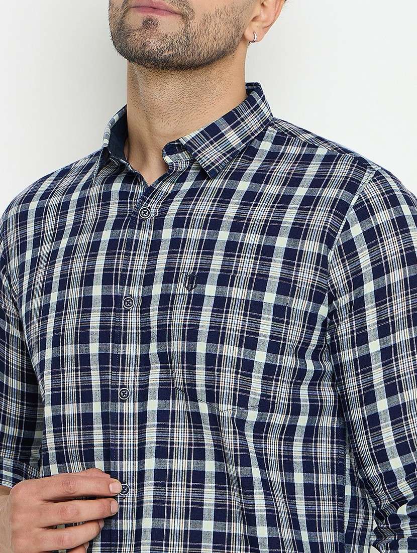 men slim fit checkered long sleeve casual shirt - 21644326 -  Standard Image - 5