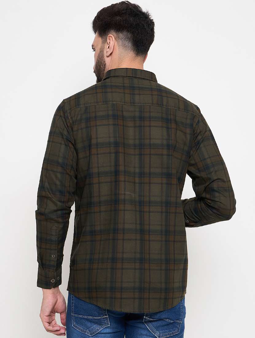 men slim fit checkered long sleeve casual shirt - 21644331 -  Standard Image - 3