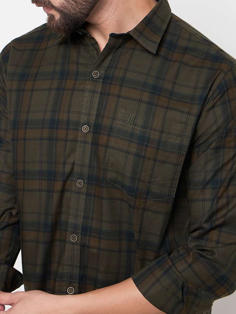 men slim fit checkered long sleeve casual shirt - 21644331 -  Standard Image - 5