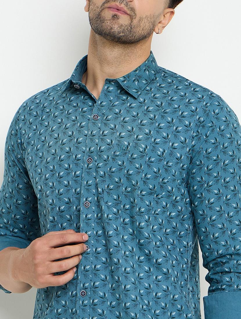 men slim fit printed long sleeve casual shirt - 21644333 - Standard Image - 5