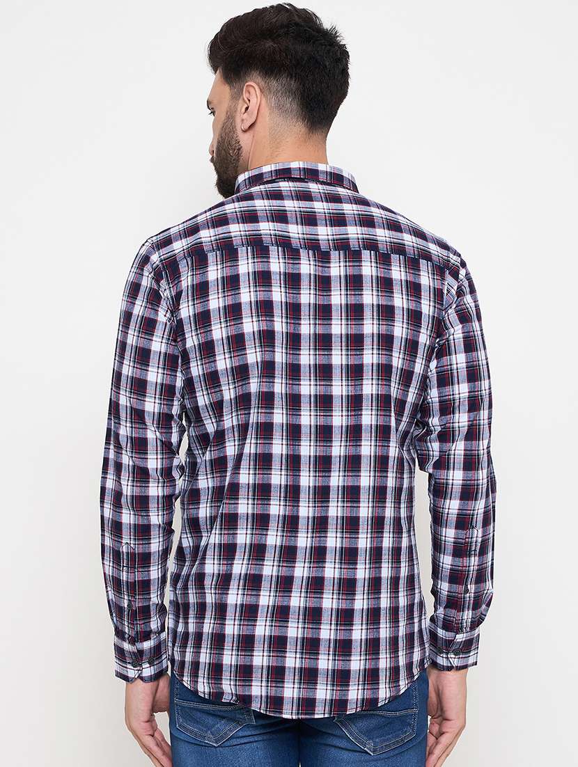 men slim fit checkered long sleeve casual shirt - 21644339 -  Standard Image - 3