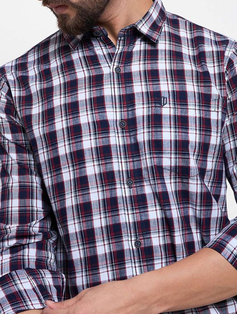 men slim fit checkered long sleeve casual shirt - 21644339 -  Standard Image - 5