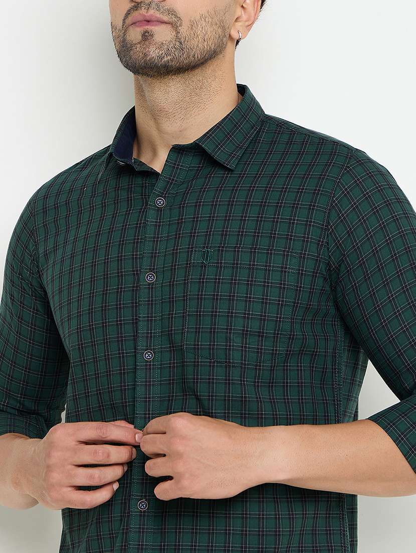 men slim fit checkered long sleeve casual shirt - 21644344 -  Standard Image - 5