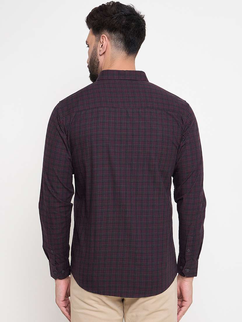 men slim fit checkered long sleeve casual shirt - 21644345 -  Standard Image - 3
