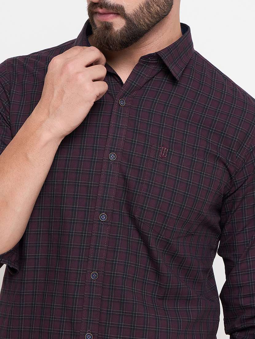 men slim fit checkered long sleeve casual shirt - 21644345 -  Standard Image - 5