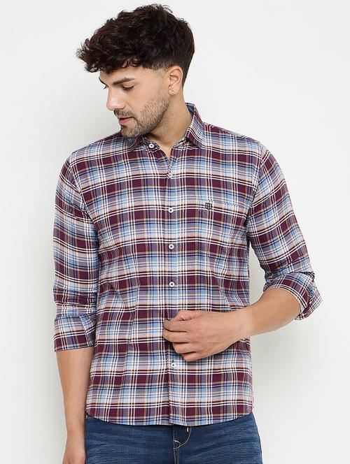men slim fit checkered long sleeve casual shirt - 21644363 - Standard Image - 0