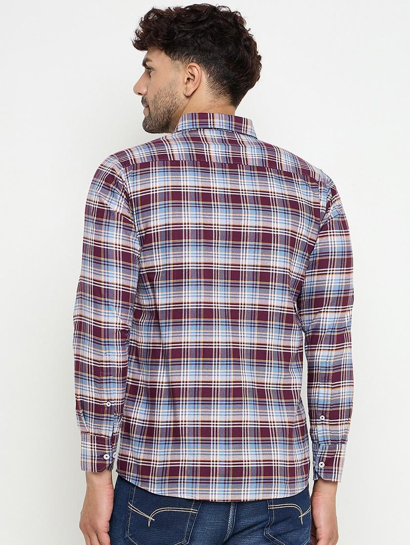 men slim fit checkered long sleeve casual shirt - 21644363 - Standard Image - 3