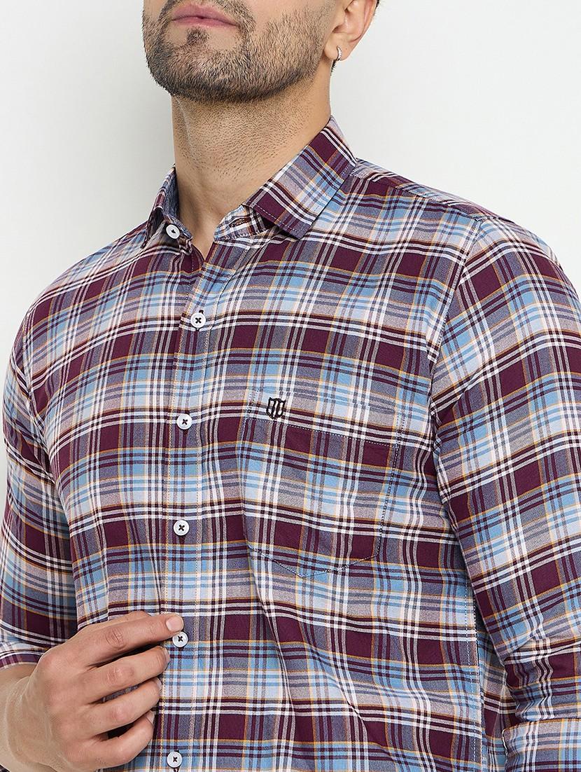 men slim fit checkered long sleeve casual shirt - 21644363 - Standard Image - 5