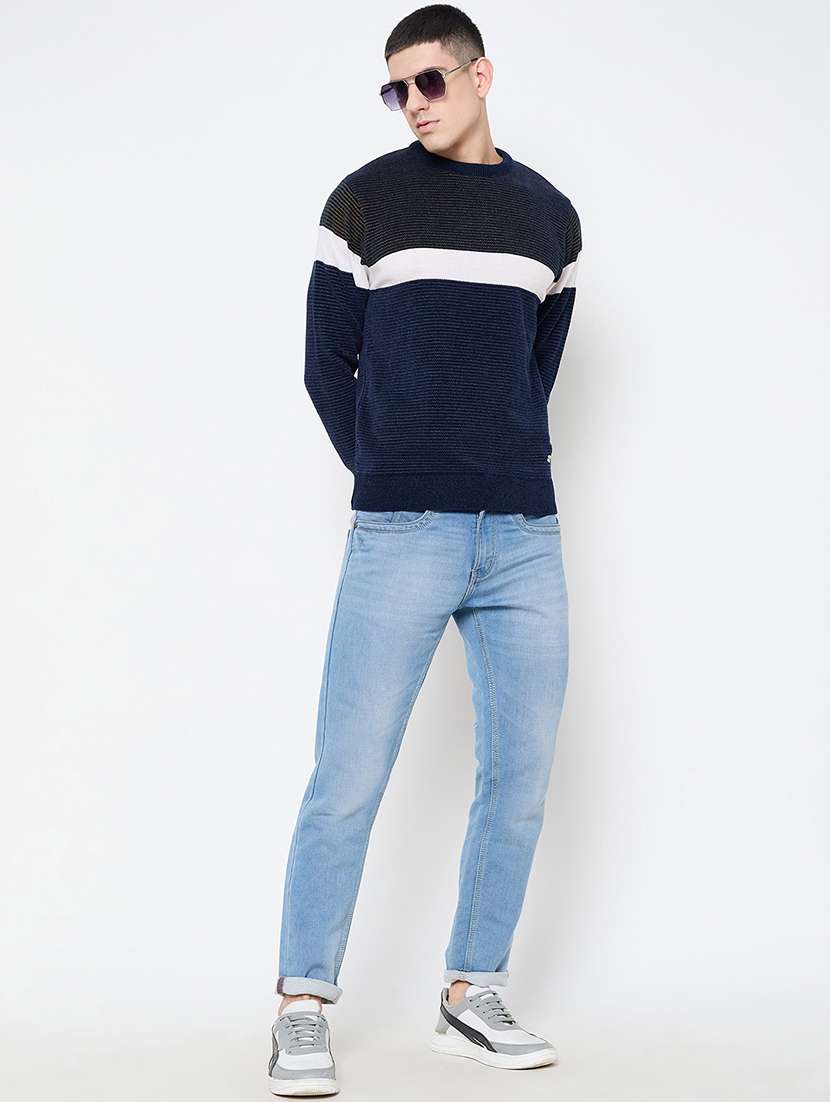 men color block long sleeves pullover - 21644370 -  Standard Image - 3