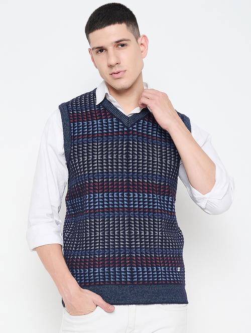 men self design sleeveless pullover - 21644375 - Standard Image - 0