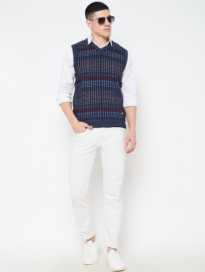 men self design sleeveless pullover - 21644375 - Standard Image - 3