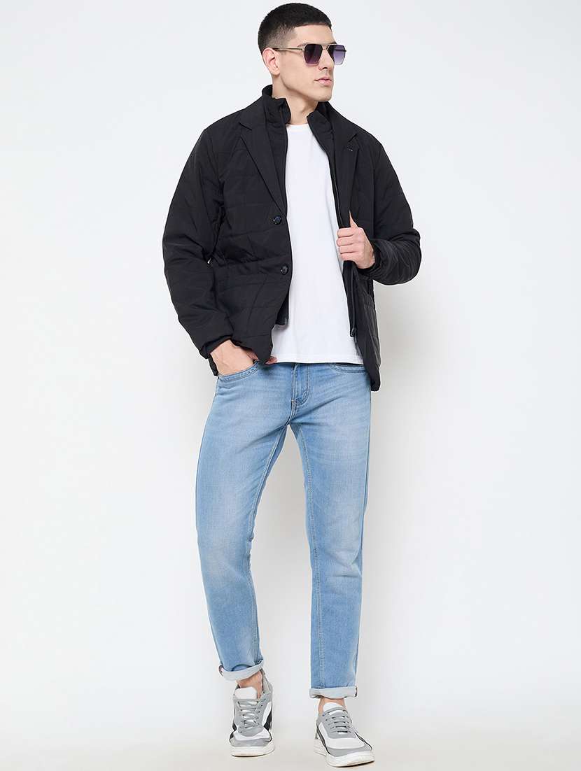 men black solid long sleeves quilted jacket - 21644380 -  Standard Image - 3