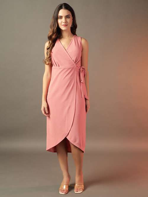 women solid sleeveless wrap dress - 21644413 -  Standard Image - 0
