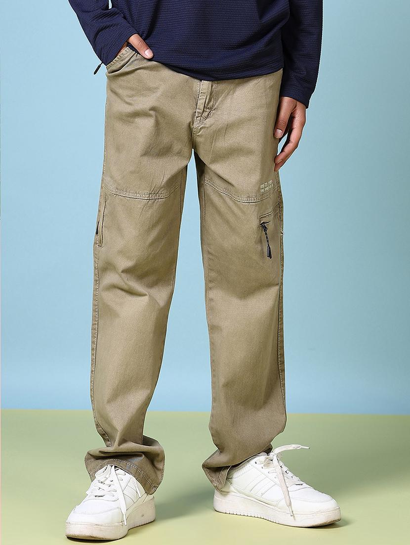 boys solid mid rise cargo trouser - 21644439 -  Zoom Image - 0