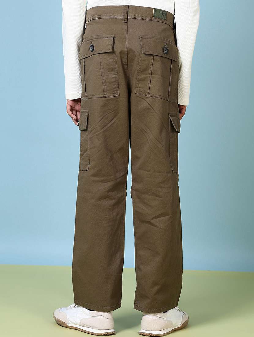 boys solid mid rise cargo - 21644441 -  Standard Image - 3