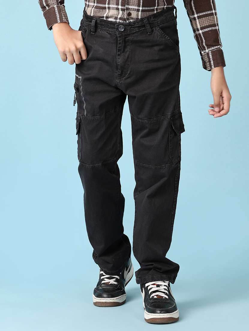 boys solid mid rise cargo