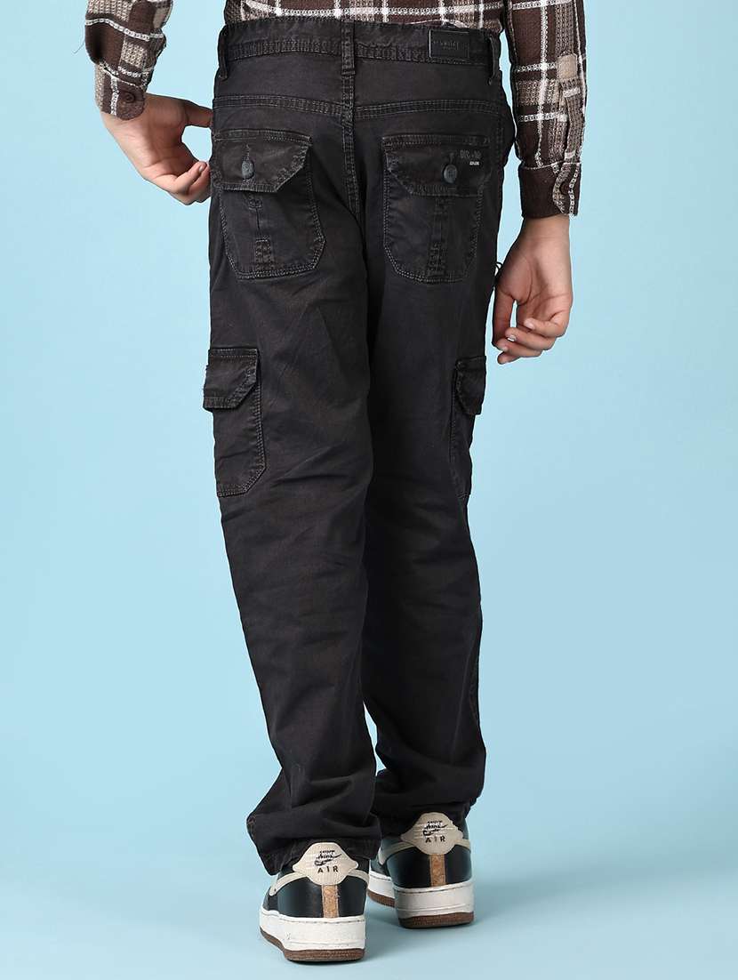 boys solid mid rise cargo - 21644443 -  Standard Image - 3