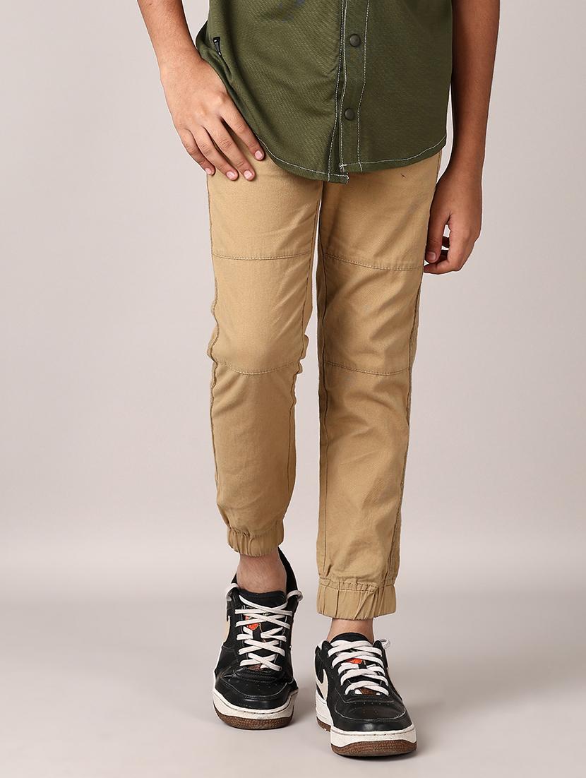 boys solid mid rise casual jogger