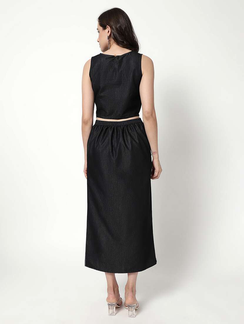 women black denim top and skirt co-ord set - 21644475 -  Standard Image - 3