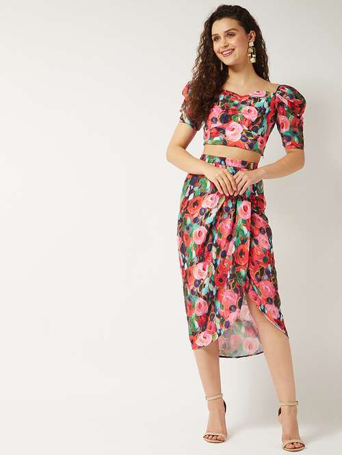 women floral printed top & skirt co-ord set - 21644496 -  Standard Image - 0