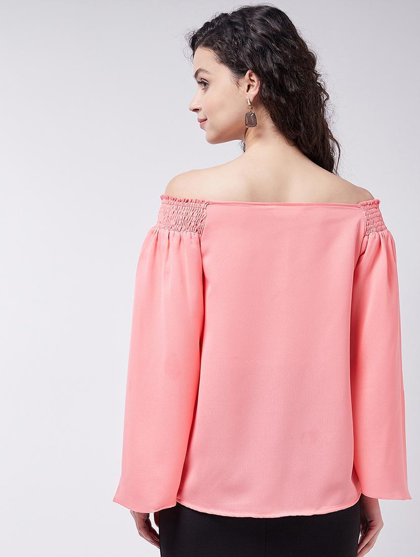 women solid bell sleeve off shoulder top - 21644558 - Standard Image - 3