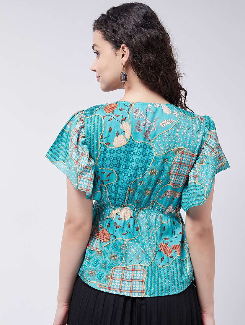 women printed batwing sleevesa-line top - 21644560 -  Standard Image - 3