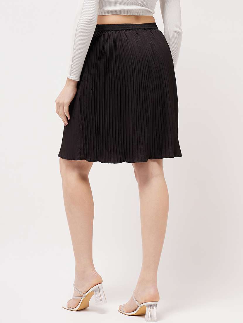 women solid high rise flared skirt - 21644573 -  Standard Image - 3