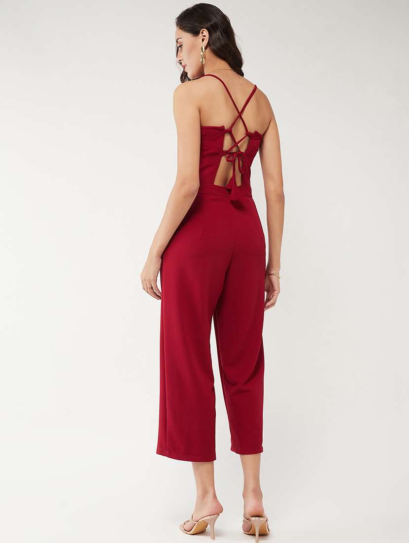 women solid shoulder strap full length jumpsuit - 21644588 -  Standard Image - 3