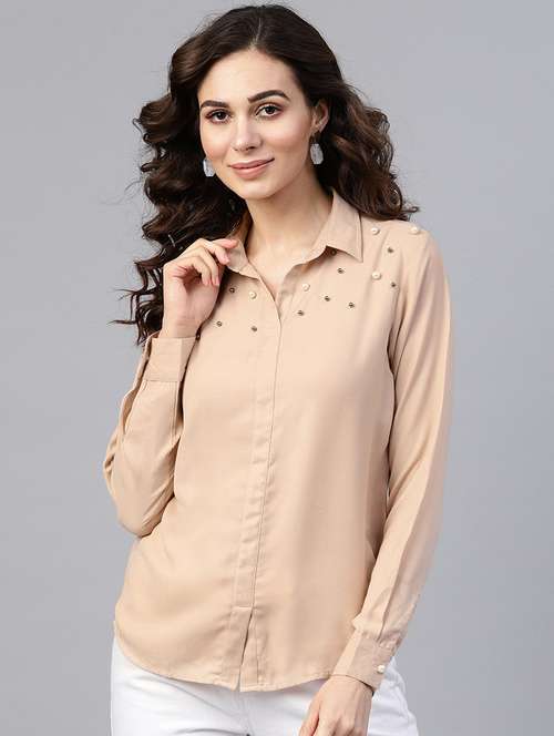 women embellished collared shirt style top - 21644599 -  Standard Image - 0