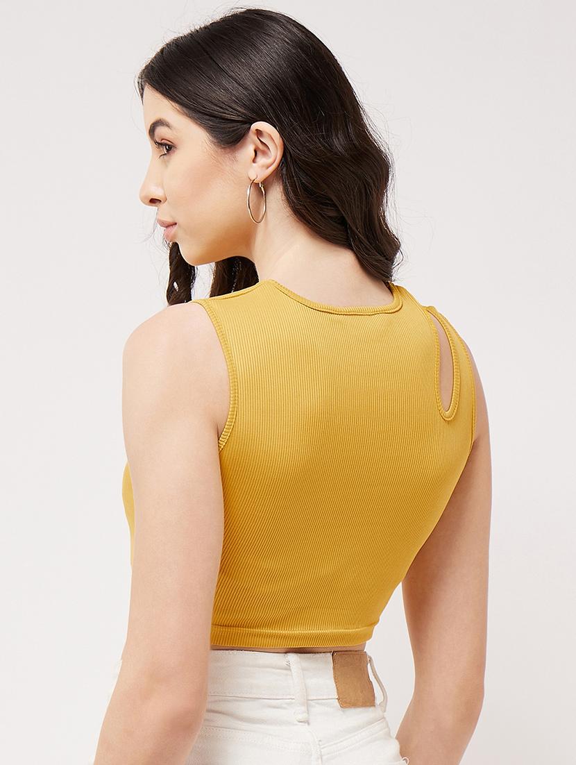 women solid sleeveless crop top - 21644606 - Standard Image - 3