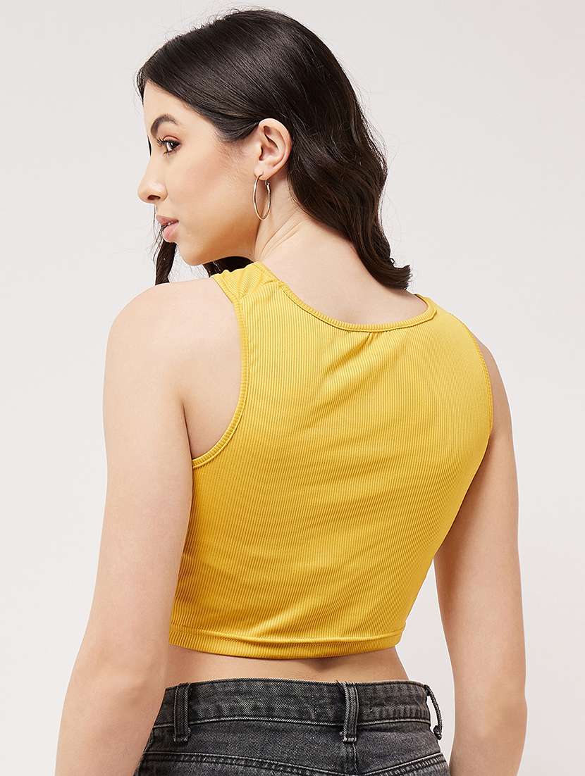 women solid sleeveless crop top - 21644608 -  Standard Image - 3