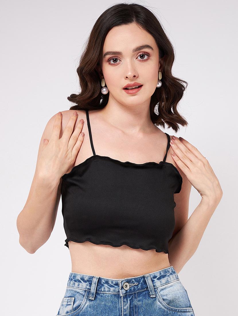 women solid sleeveless crop top - 21644609 - Zoom Image - 0