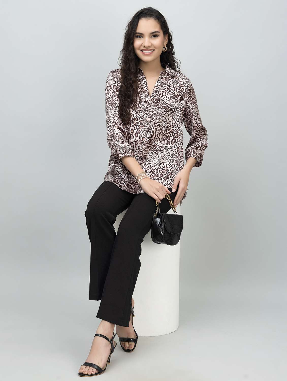 women animal print long sleeve side slit tunic - 21644627 -  Standard Image - 5