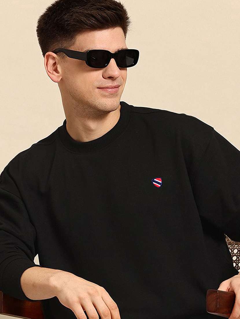 men regular fit plain round neck sweatshirt - 21645012 -  Standard Image - 3