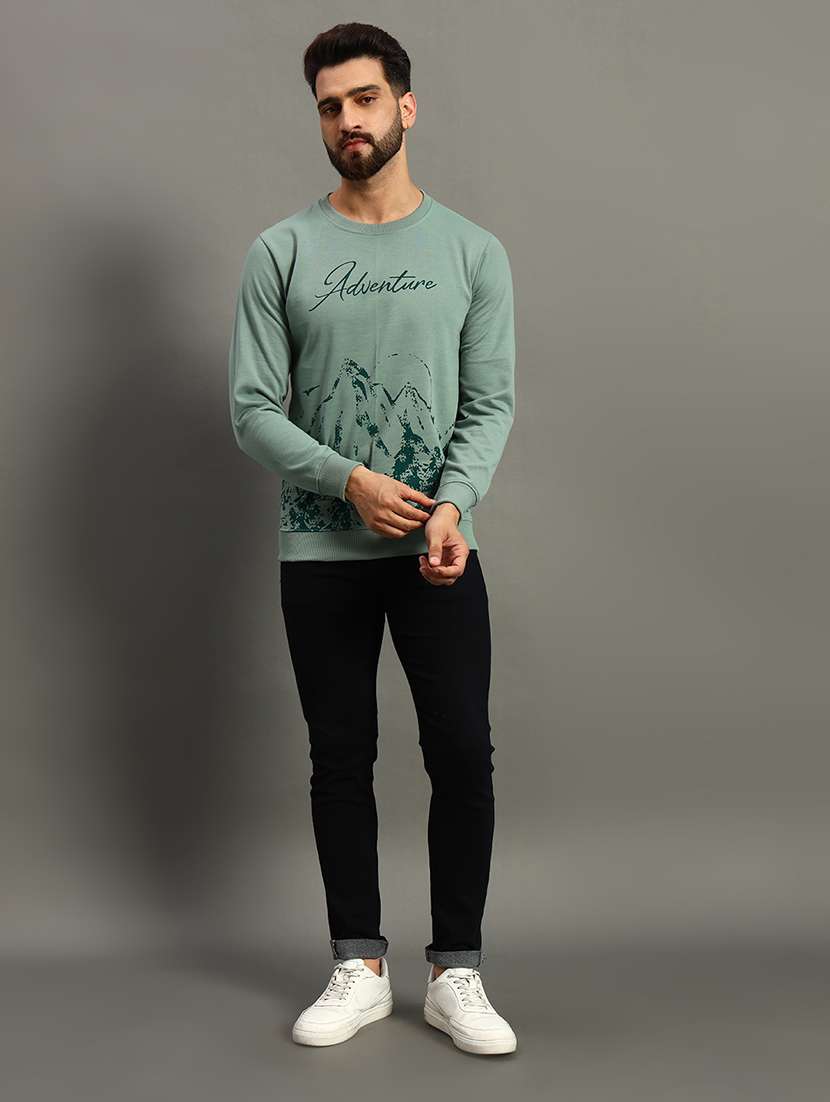 men regular fit front print round neck sweatshirt - 21645021 -  Standard Image - 3