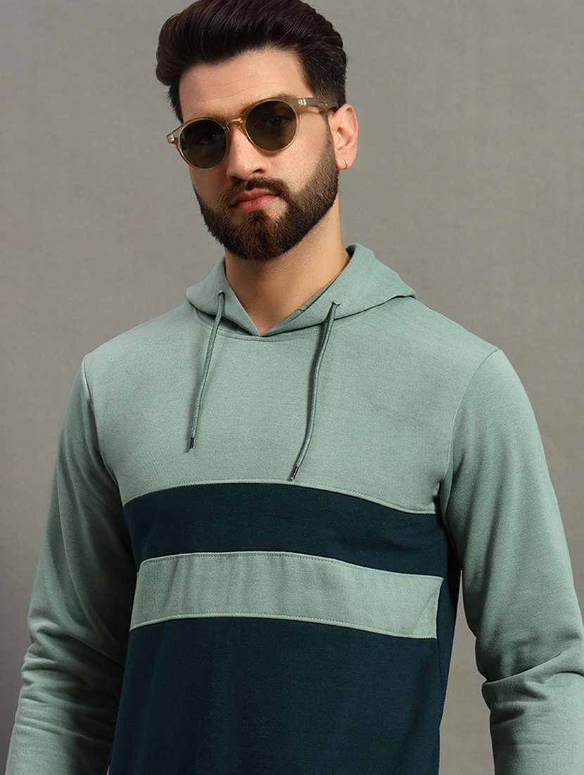 men regular fit color block hood neck sweatshirt - 21645036 -  Standard Image - 3