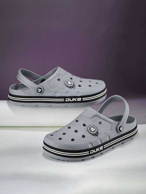 men grey solid clogs - 21645056 - Standard Image - 0