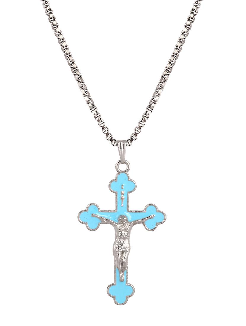 men saint praying jesus cross pendant with chain - 21645075 - Zoom Image - 0