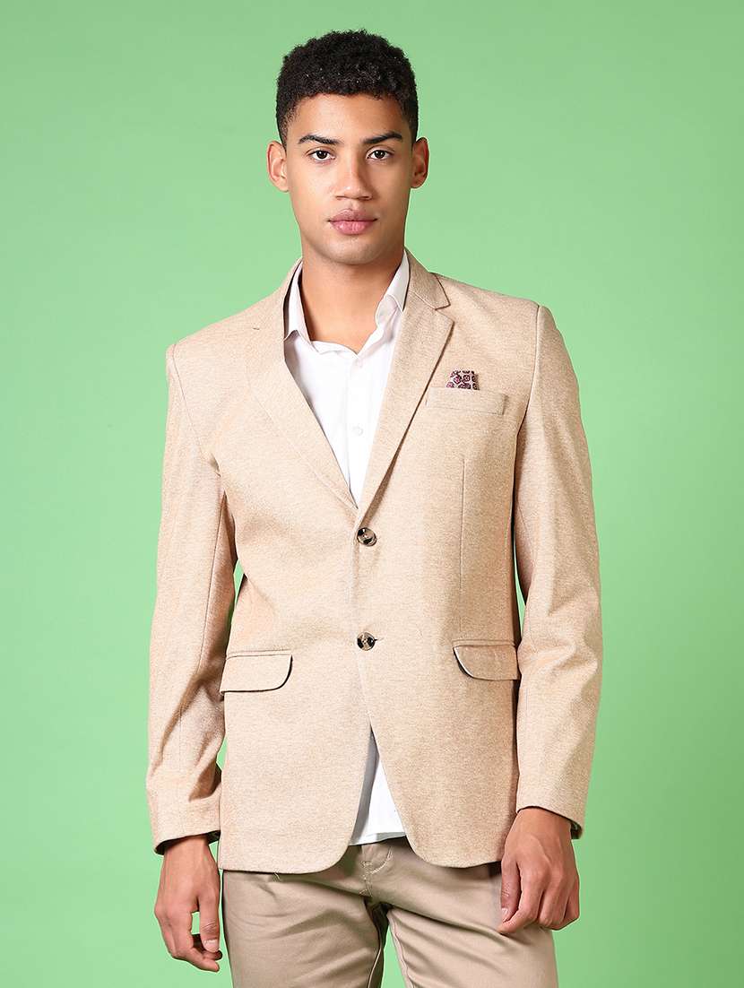 men lapel neck solid single breasted casual blazer