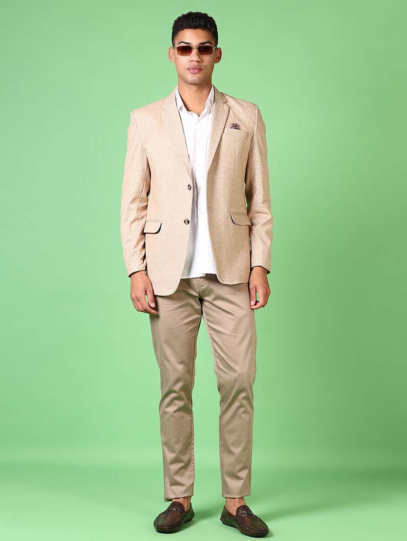 men lapel neck solid single breasted casual blazer - 21645081 -  Standard Image - 3