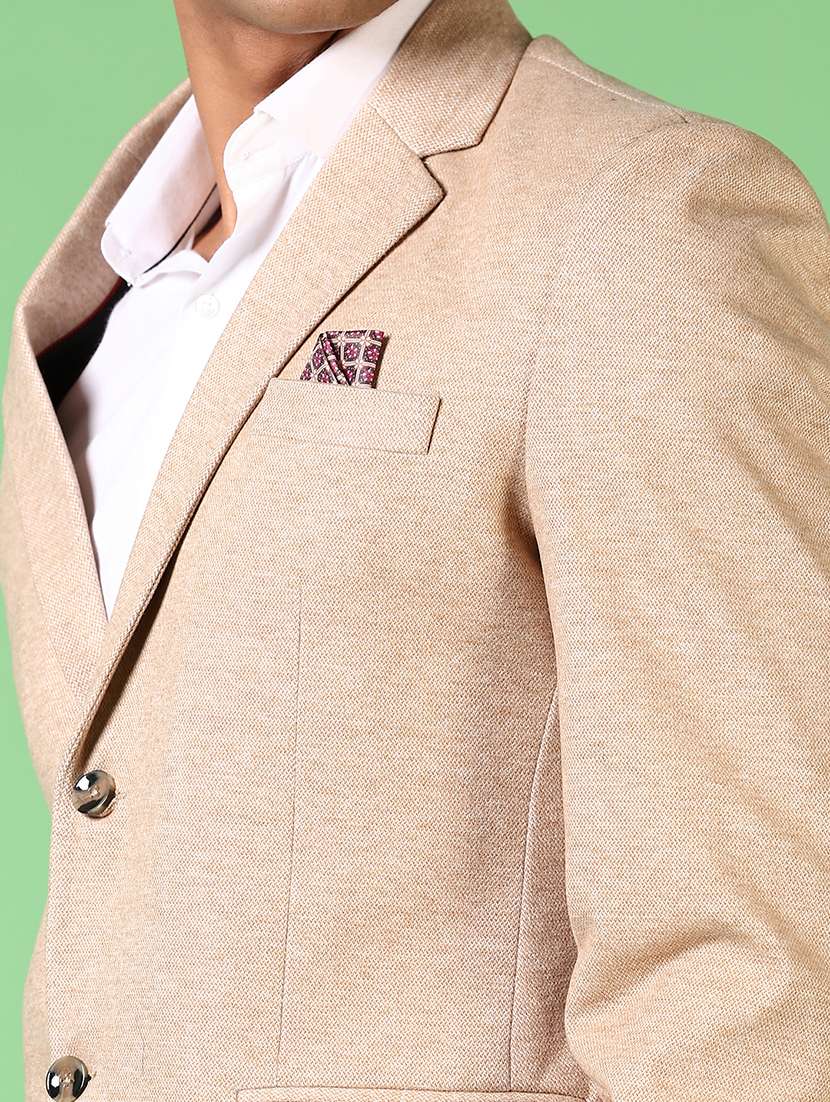men lapel neck solid single breasted casual blazer - 21645081 -  Standard Image - 5