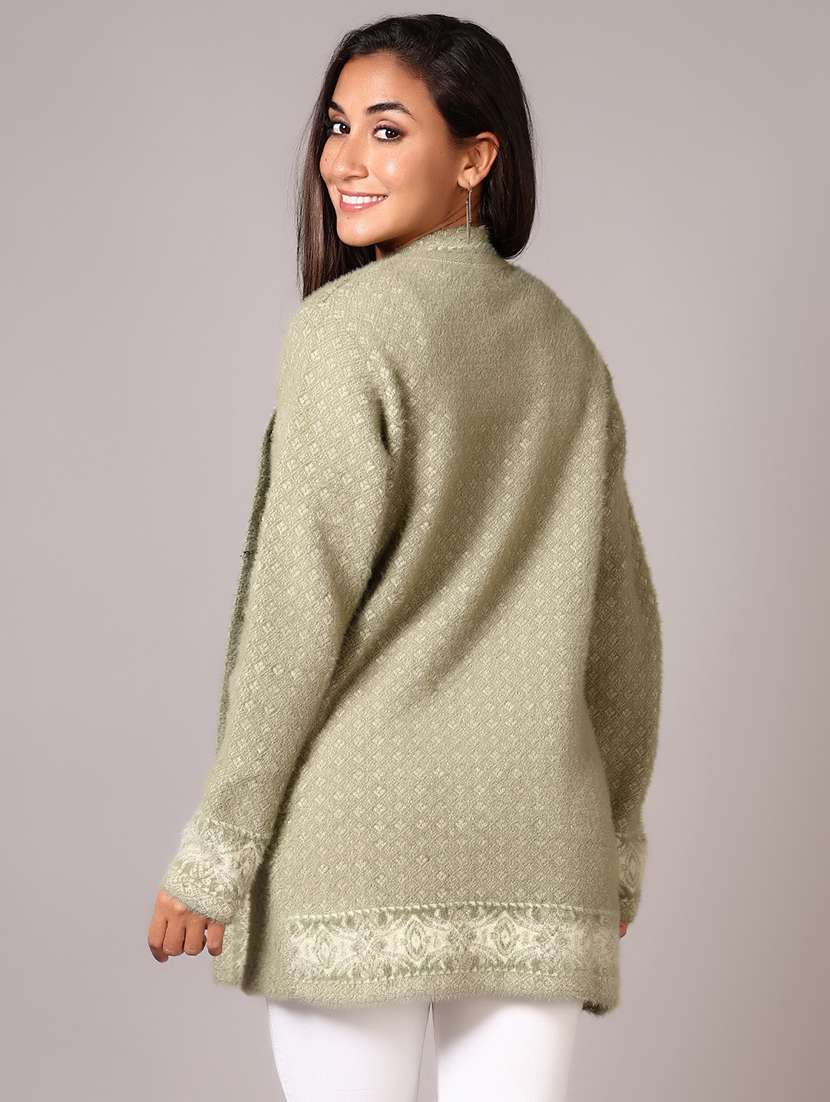 women self design long sleeve cardigan - 21645099 -  Standard Image - 3