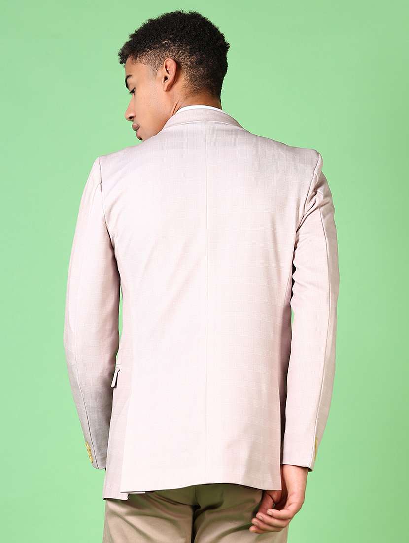 men lapel neck checkered single breasted casual blazer - 21645110 -  Standard Image - 3